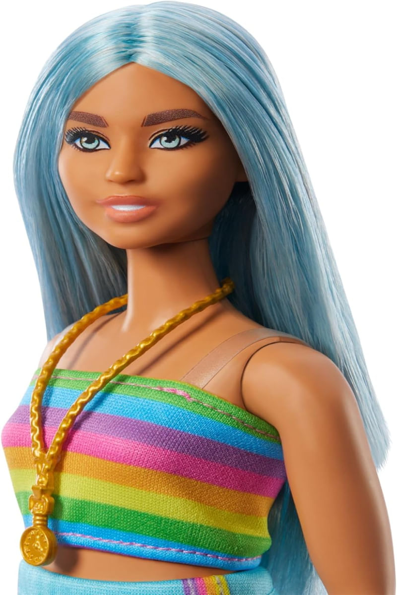 Hair Barbie Modernas Boneca Barbie Fashionistas Cabelo Azul Top