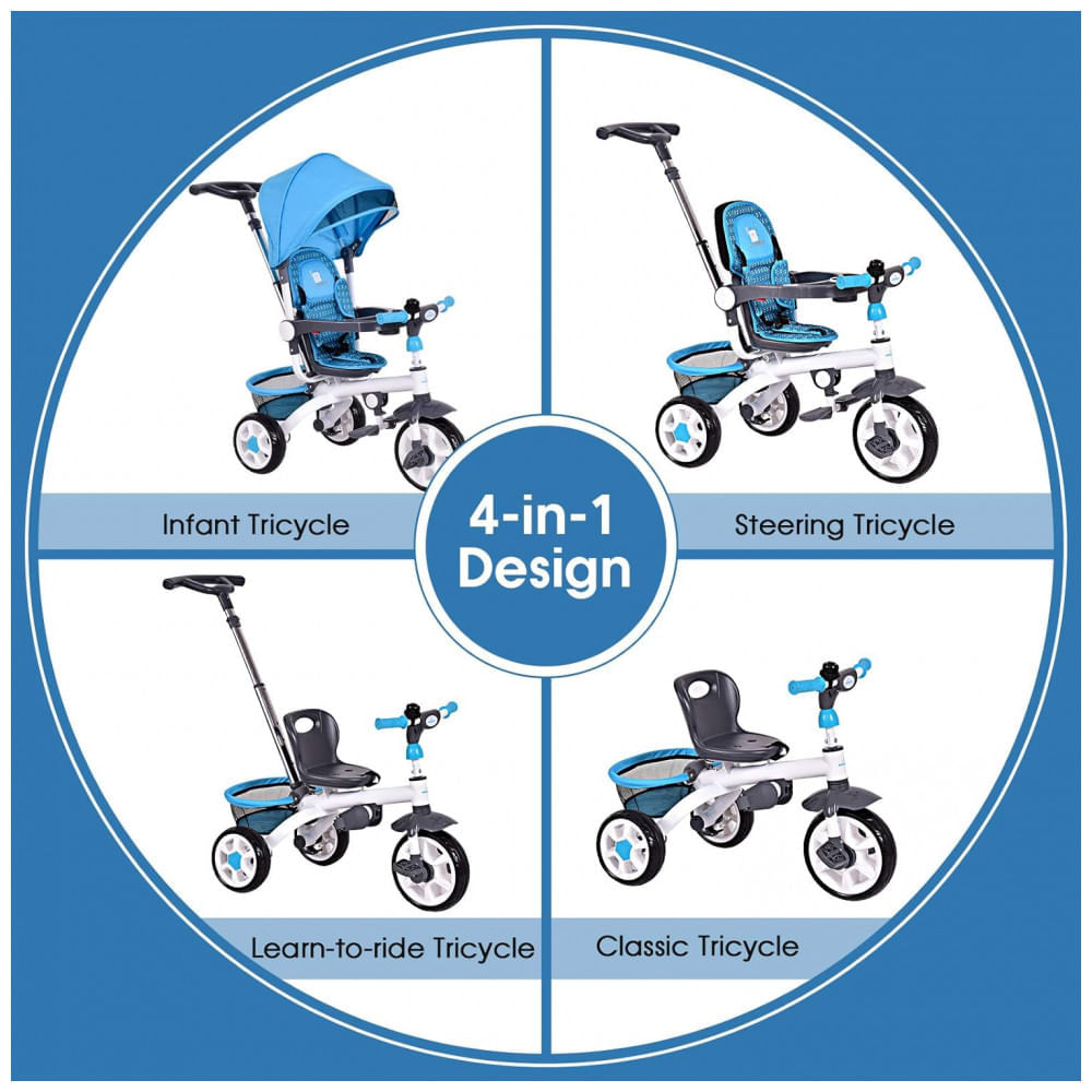 Triciclo Infantil em com Alça Removível, Sino, Assento - Main Image