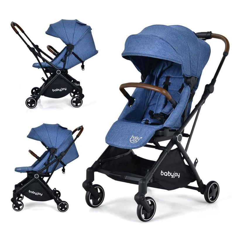 Carrinho de Bebe Baby Joy Reversível Azul