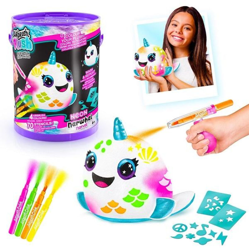 Airbrush Pelucia NA Lata Neon Narval FUN F0167-0 - PBKIDS Brinquedos