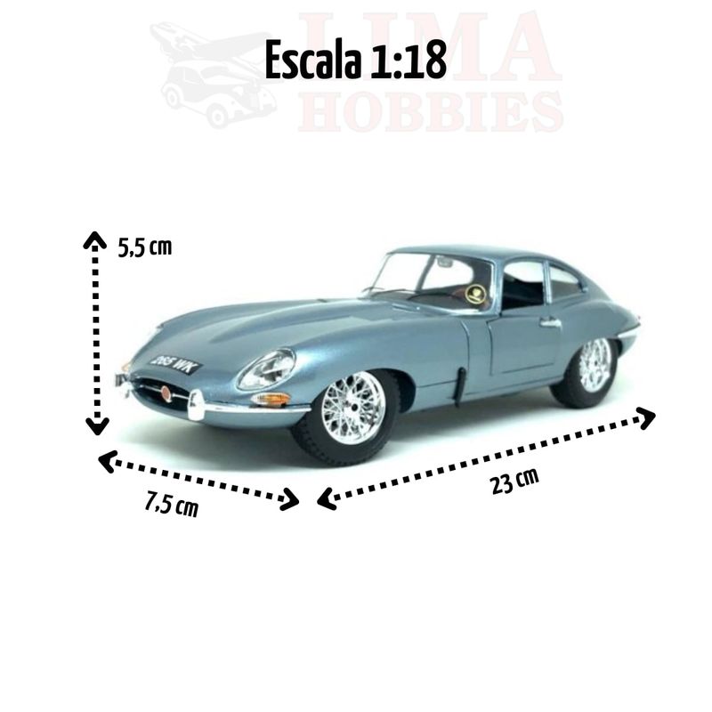 Miniatura Carro Jaguar E-Type Coupe 1961 1/18 Azul Bburago