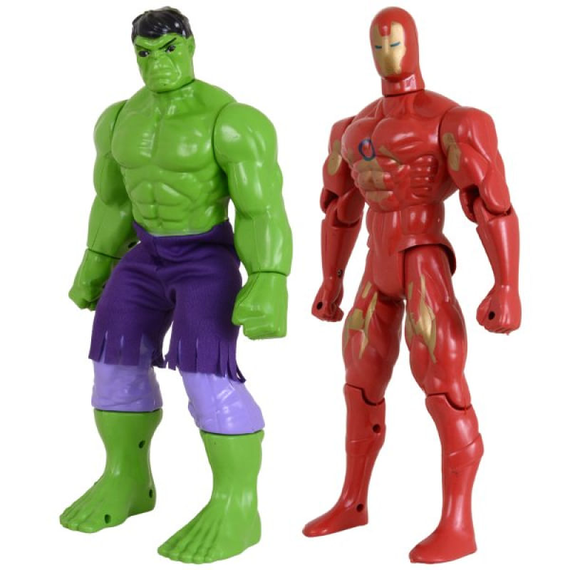Kit Dupla De Heróis Homem De Ferro Incrível Hulk Articulável - Ri