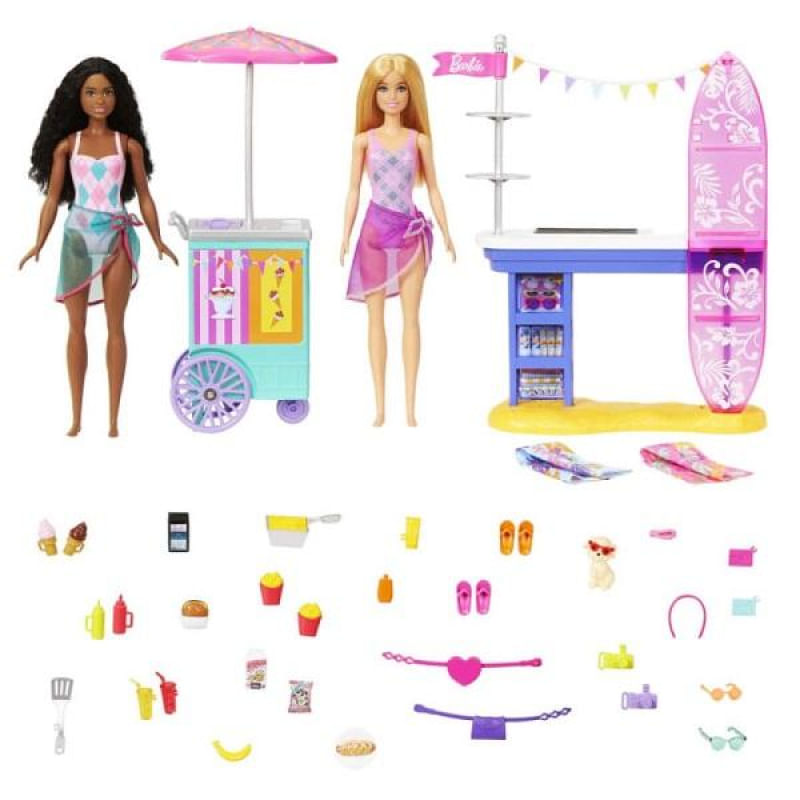 Barbie Brooklyn e Malibu Calçadao da Praia Mattel HNK99 PBKIDS