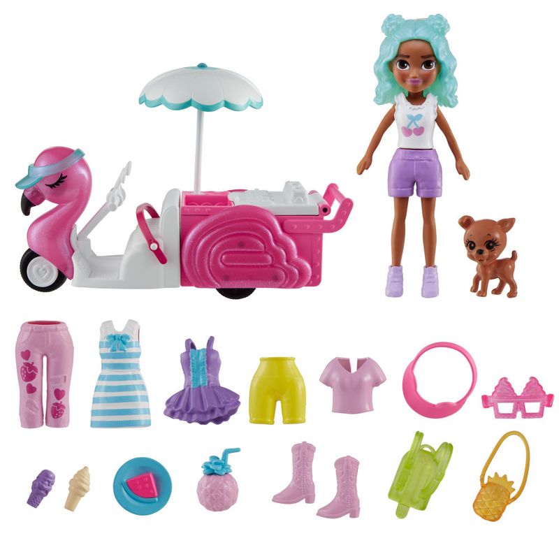 Carrinho-de-Boneca-e-Acessorios---Polly-Pocket---Carrinho-de-Lanches-Flamingo---Mattel-0