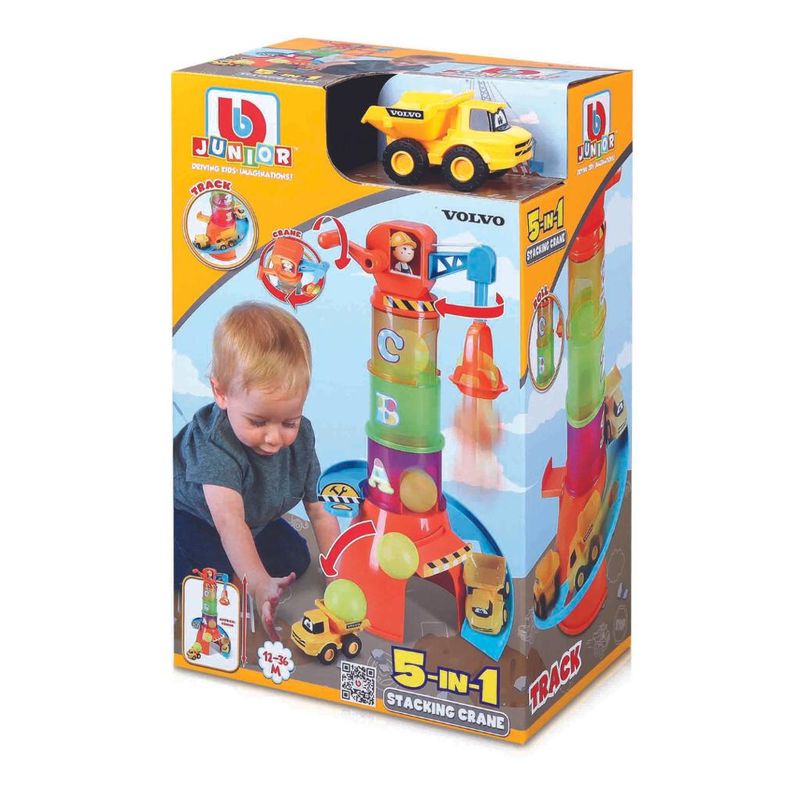 Pista-com-Mini-Veiculo---5-em-1---Volvo-Stacking-Crane---Maisto-1