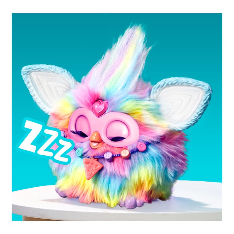 Furby 2005 Fiesta zwart emoto tronic furby knuffel model 59294 zwart geel bont blauwe ogen vintage speelgoed Spaanse versie aangepaste furby - België