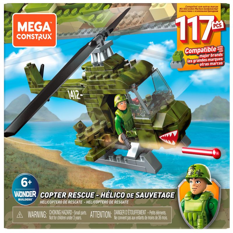 Blocos-de-Encaixe---Mega-Construx---Wonder-Builders---Helicoptero-Militar---Mattel-0