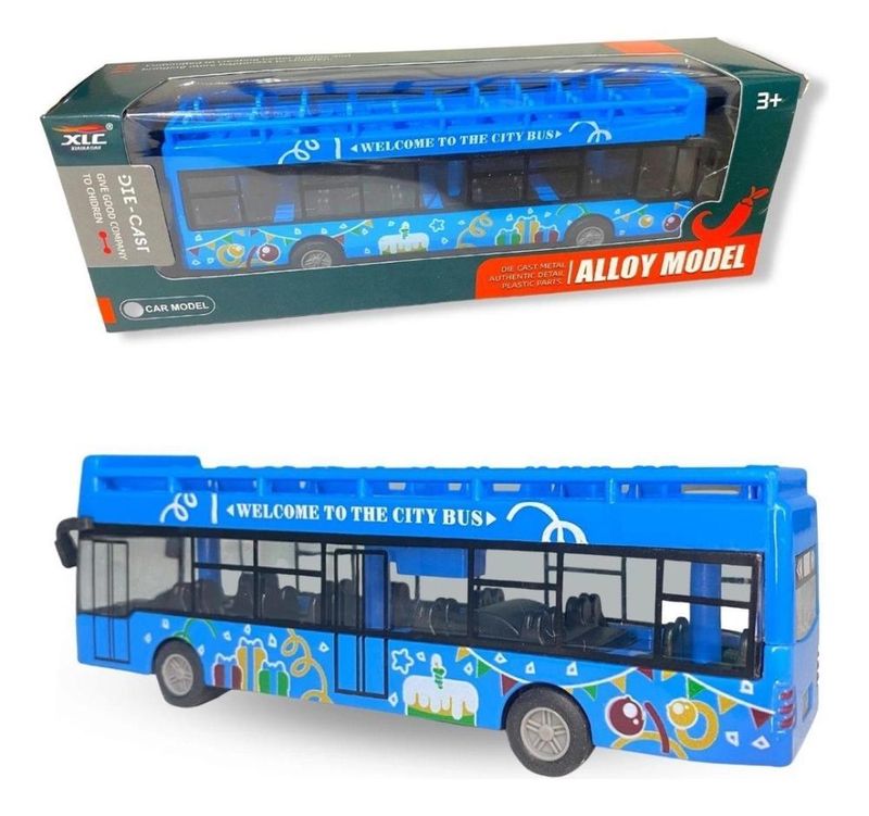 Ônibus De Brinquedo Mini Bus Veículo Movido A Fricção Metal