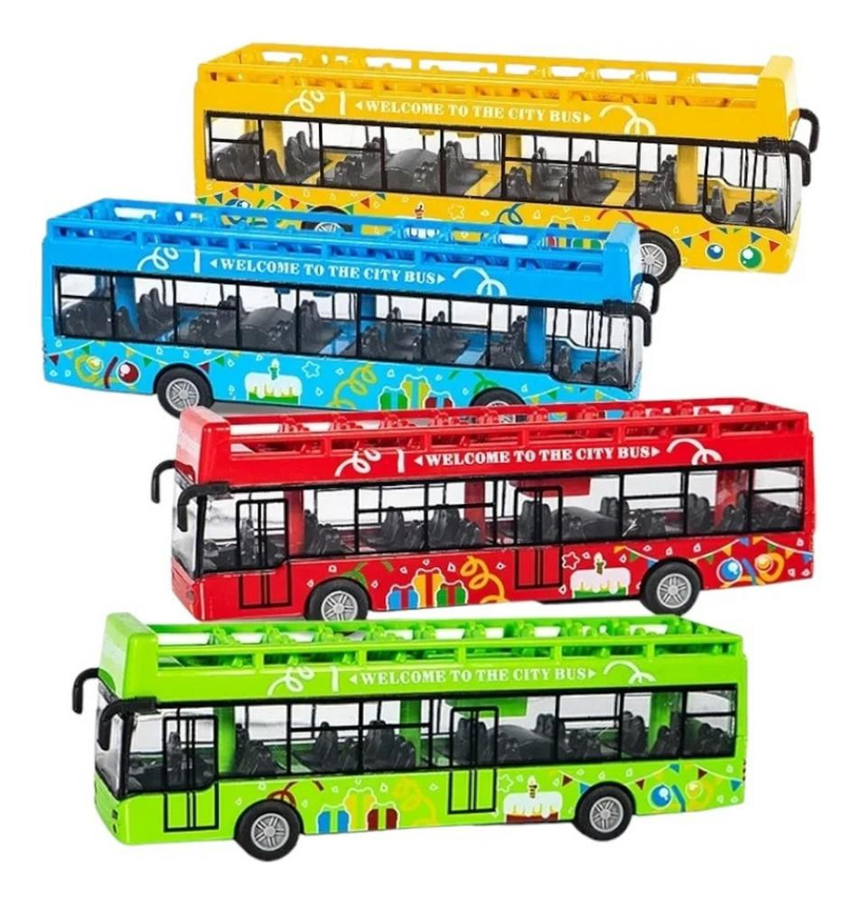 Ônibus De Brinquedo Mini Bus Veículo Movido A Fricção Metal