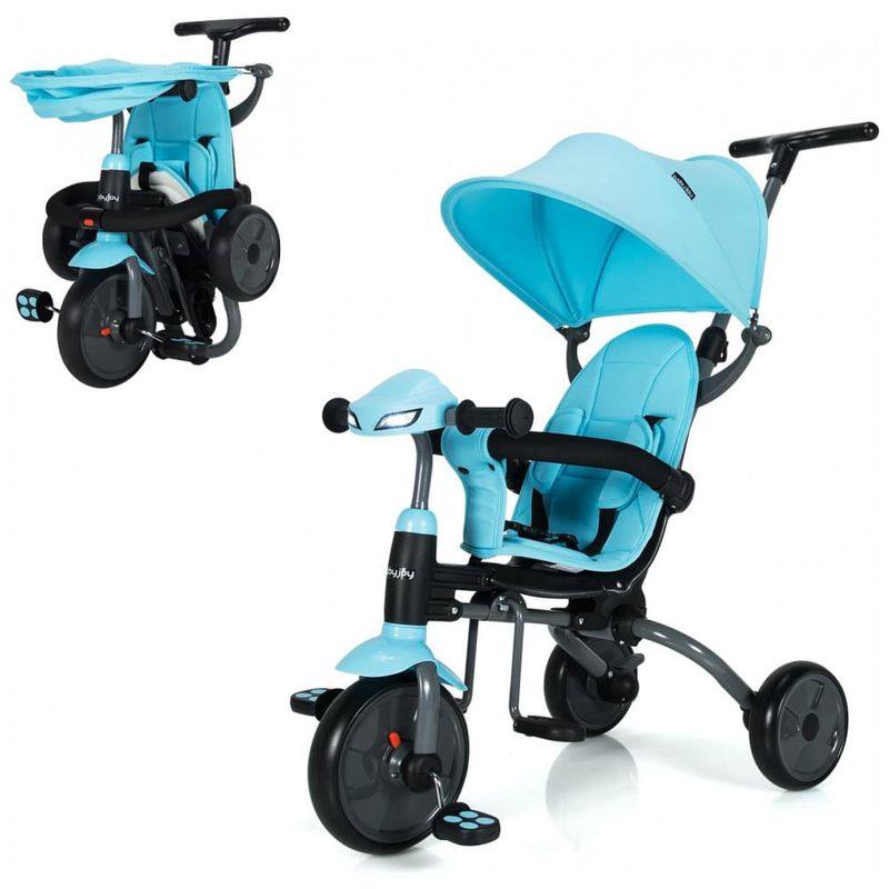 Triciclo Infantil para Passeio com Assento Ajustavel 6 Estagios Idade Recomendada 1 a 5 Anos BABY JOY Azul Ri Happy