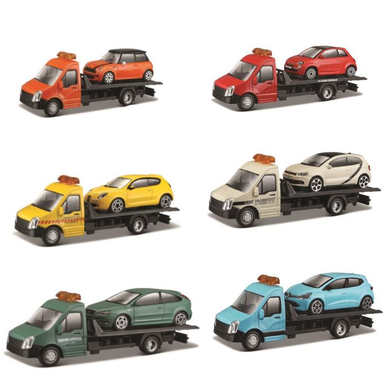Mini-Carro---1-43-Street-Fire-Flatbed-Transport-W---Bburago---Sortido---Maisto-0