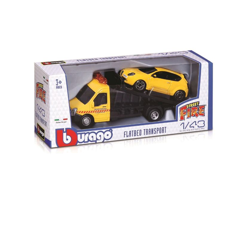 Mini-Carro---1-43-Street-Fire-Flatbed-Transport-W---Bburago---Sortido---Maisto-3
