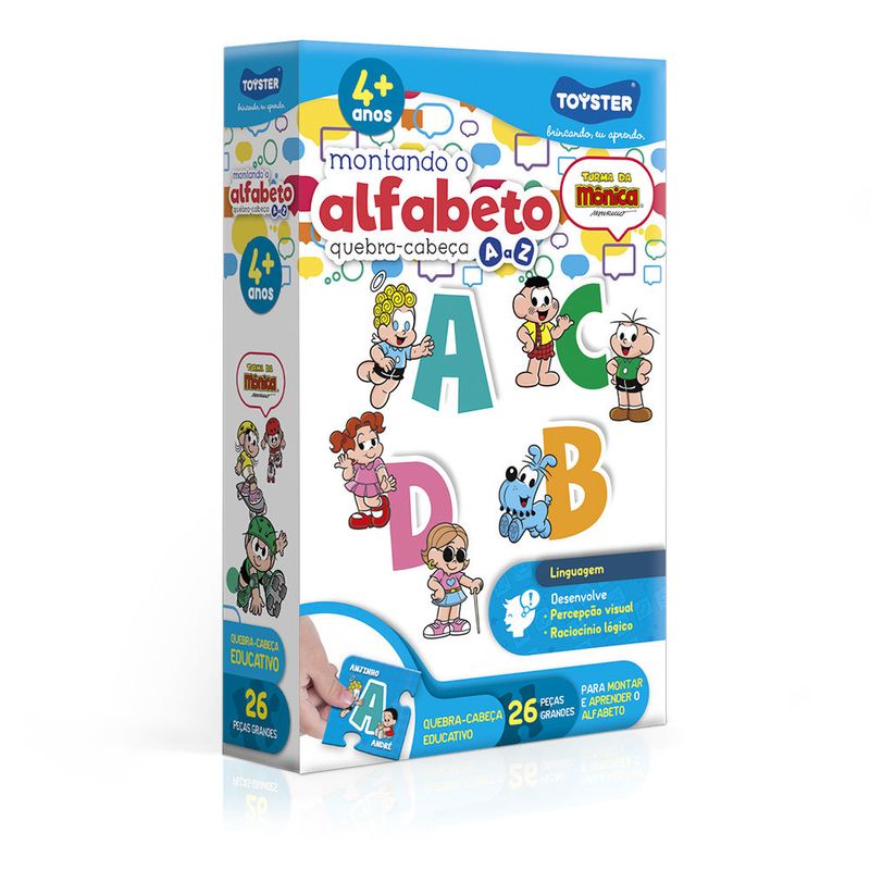 Quebra-Cabeca-Educativo---Turma-Da-Monica---Montando-O-Alfabeto---26-Pecas--Toyster-0