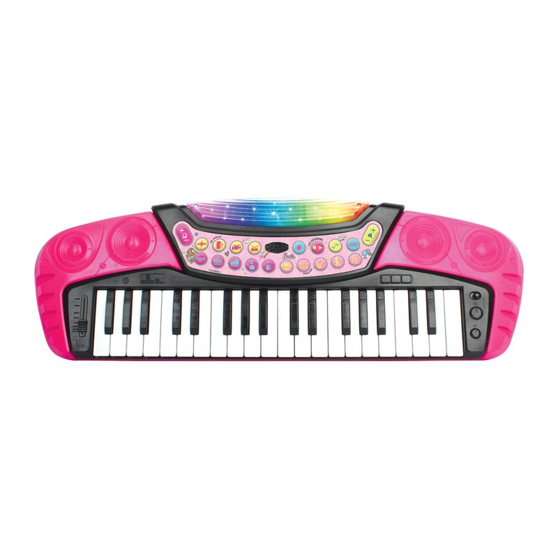 Conjunto-de-Teclado-Musical-com-Microfone-e-Banquinho---Barbie---Com-Som-e-Luz---Rosa---Fun-6