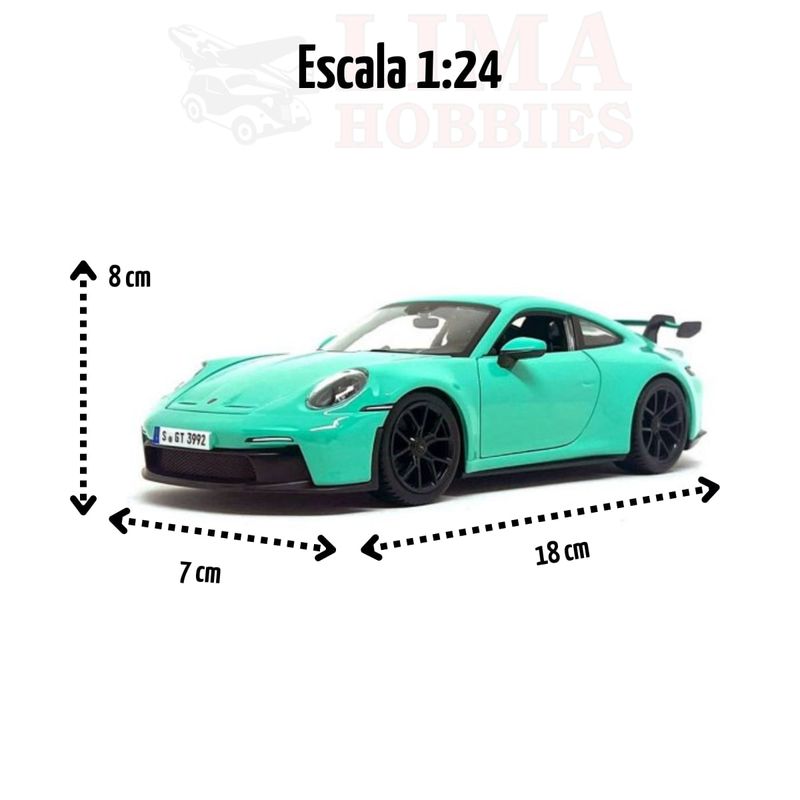 Miniatura Carro Porsche 911 Gt3 992 2021 1/24 Verde Bburago