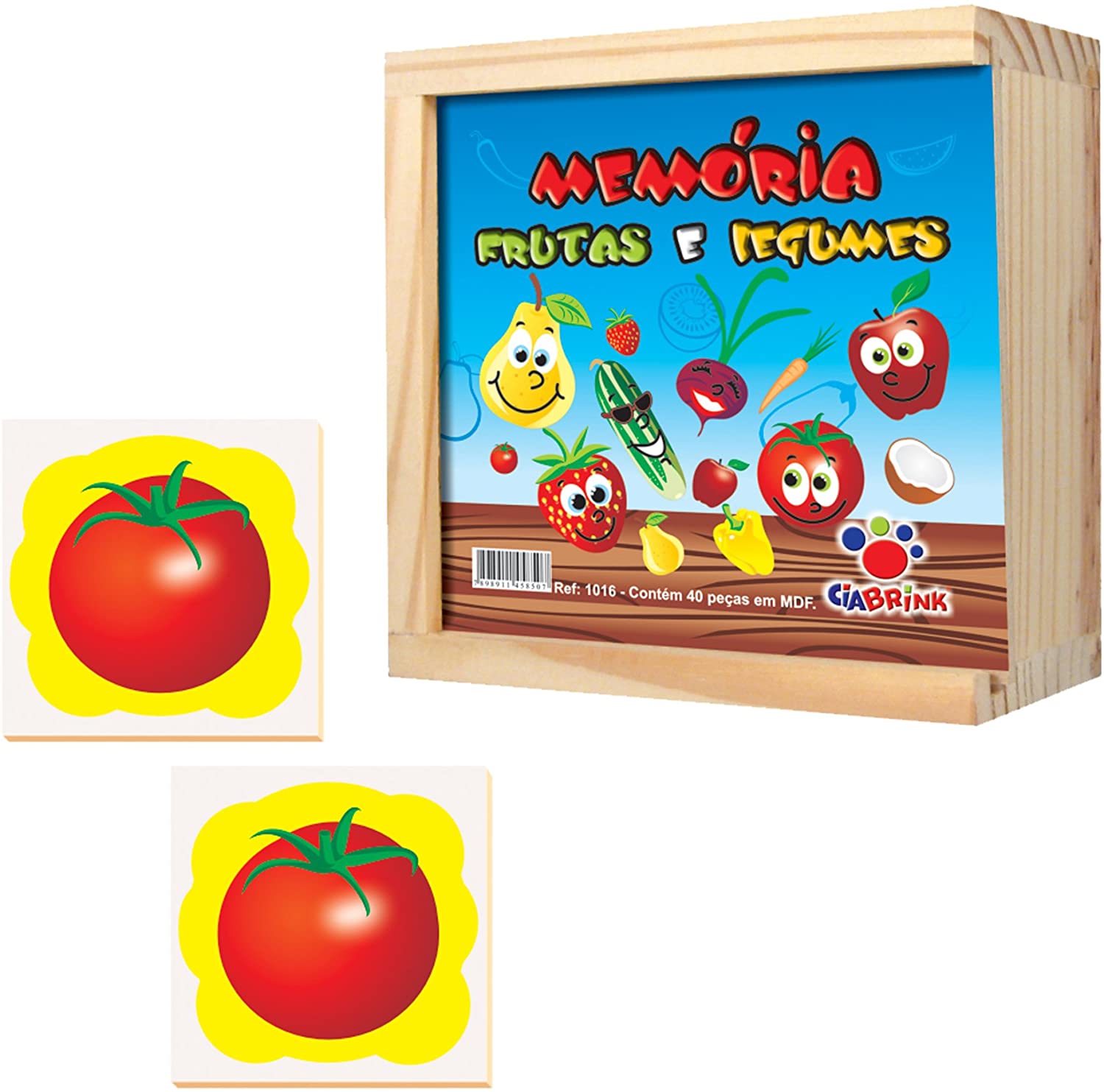 Jogo Da Memória Infantil Educativo Frutas E Legumes Madeira em