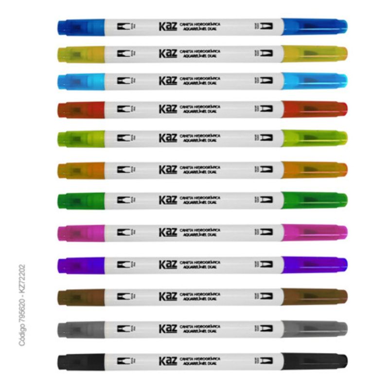 CANETA HIDROGRÁFICA AQUARELAVEL DUAL 12 CORES KZ72202 - KAZ CANETA HIDROGRÁFICA AQUARELAVEL DUAL 12 CORES KZ72202 - KAZ