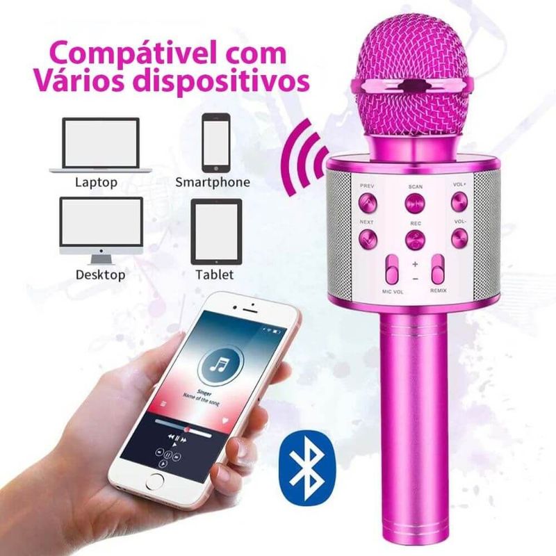 Microfone Infantil Star Voice Karaoke Bluetooth Rosa - Zoop Toys