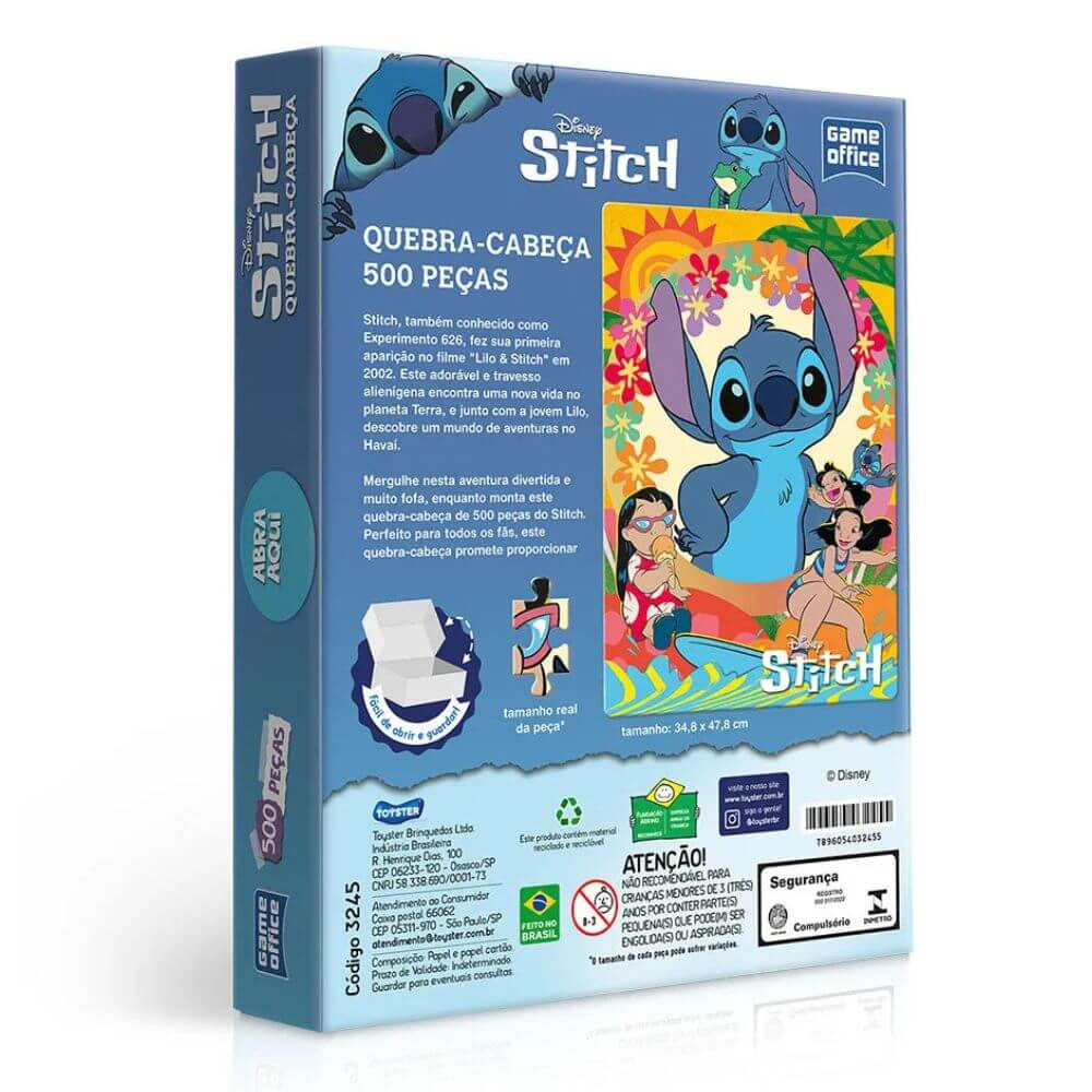 Quebra-Cabeça Disney Stitch e Lilo - 500 Peças - Toyster - Ri Happy