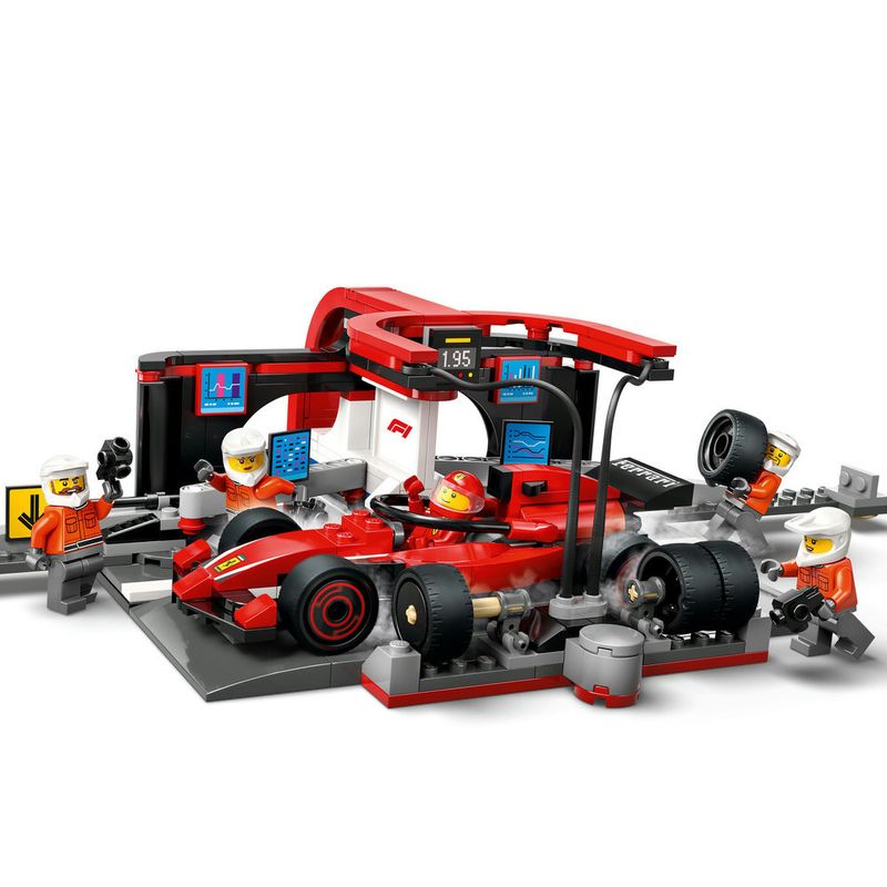 LEGO---City-Formula-1---Pit-Stop-e-Equipe-de-Box-de-F1-com-Carro-da-Ferrari---60443-9