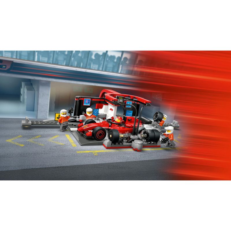 LEGO---City-Formula-1---Pit-Stop-e-Equipe-de-Box-de-F1-com-Carro-da-Ferrari---60443-12
