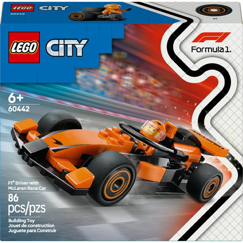 LEGO---City-Formula-1---Piloto-de-F1-com-Carro-de-Corrida-da-Mclaren---60442-1