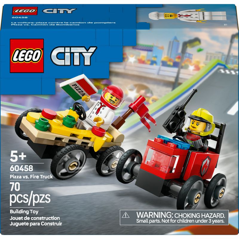 LEGO---City-Great-Vehicles---Pack-de-Carros-de-Corrida-Pizza-vs-Caminhao-dos-Bombeiros---60458-1