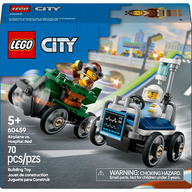 LEGO---City-Great-Vehicles---Pack-de-Carros-de-Corrida-Aviao-vs-Leito-de-Hospital---60459-1