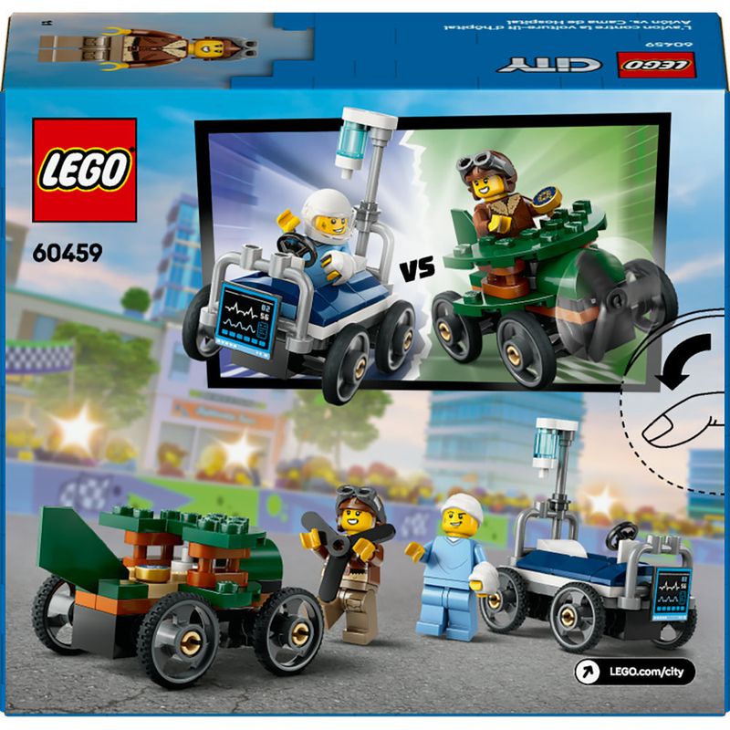 LEGO---City-Great-Vehicles---Pack-de-Carros-de-Corrida-Aviao-vs-Leito-de-Hospital---60459-7