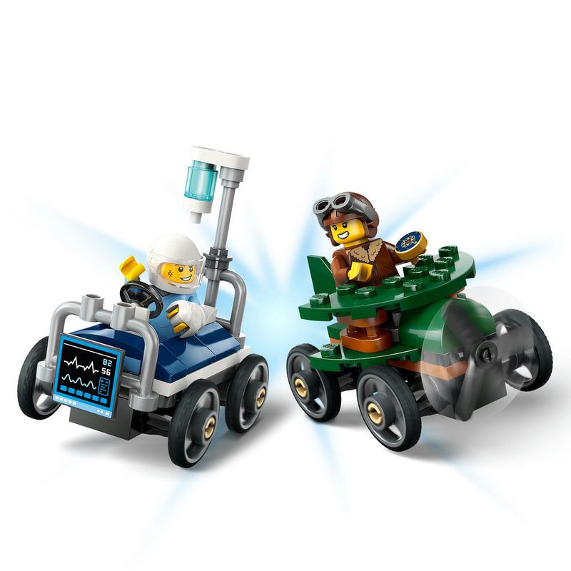 LEGO---City-Great-Vehicles---Pack-de-Carros-de-Corrida-Aviao-vs-Leito-de-Hospital---60459-9