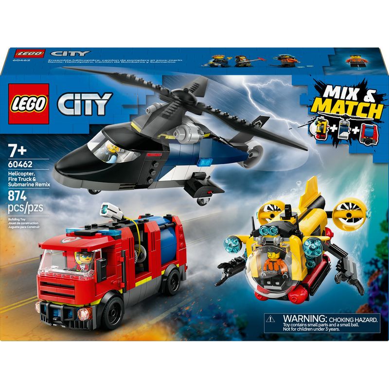 LEGO---City-Great-Vehicles---Remix-de-Helicoptero-Caminhao-dos-Bombeiros-e-Submarino---60462-1