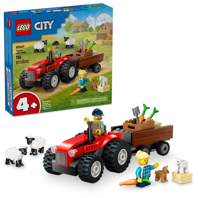 LEGO---City-Great-Vehicles---Trator-de-Fazenda-Vermelho-com-Trailer-e-Ovelhas---60461-0