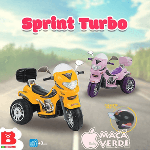 Moto Elétrica Infantil Sprint Turbo Amarelo 12V Biemme - Maçã Verde Baby
