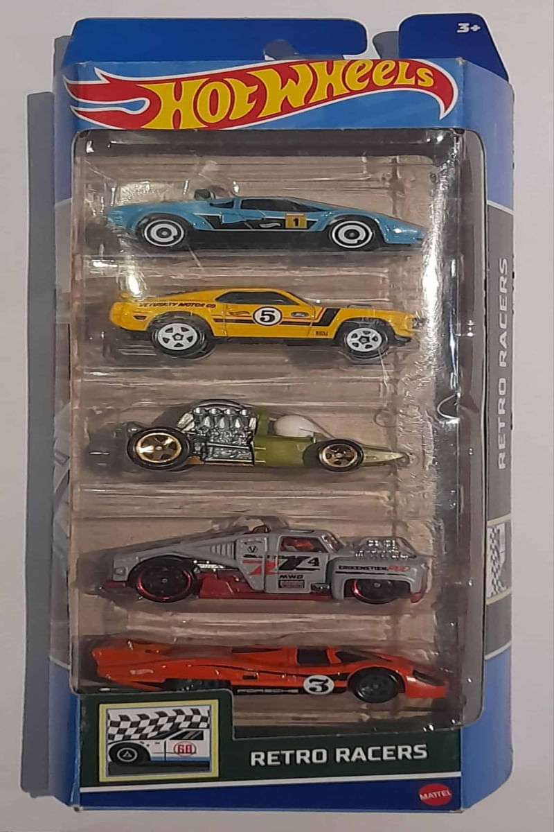 Hot Wheels Pack 5 - Retro Racers - PBKIDS Brinquedos