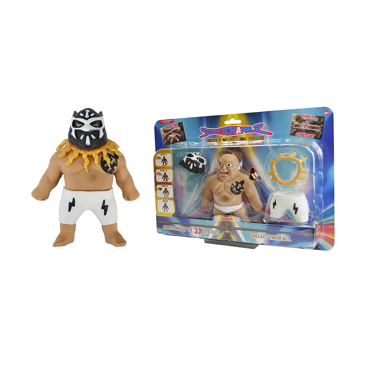 Stretchapalz - Boneco De 14Cm Bobo Branco - Luta Mundial - Ri Happy