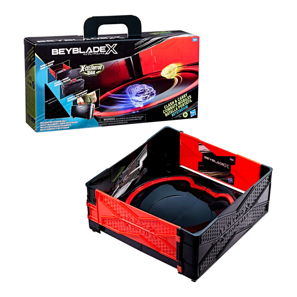 Confira Beyblade X Arena Beystadium Fechar e Levar - Hasbro