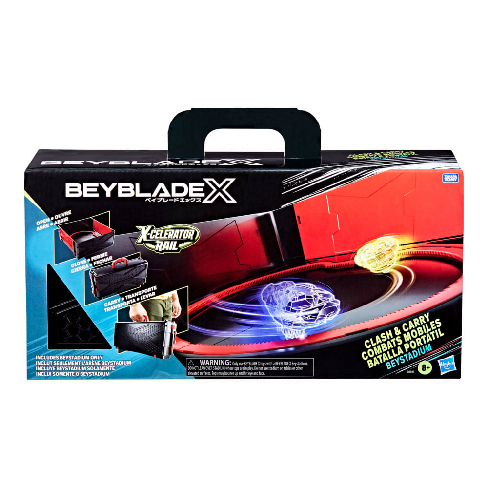 Confira Beyblade X Arena Beystadium Fechar e Levar - Hasbro