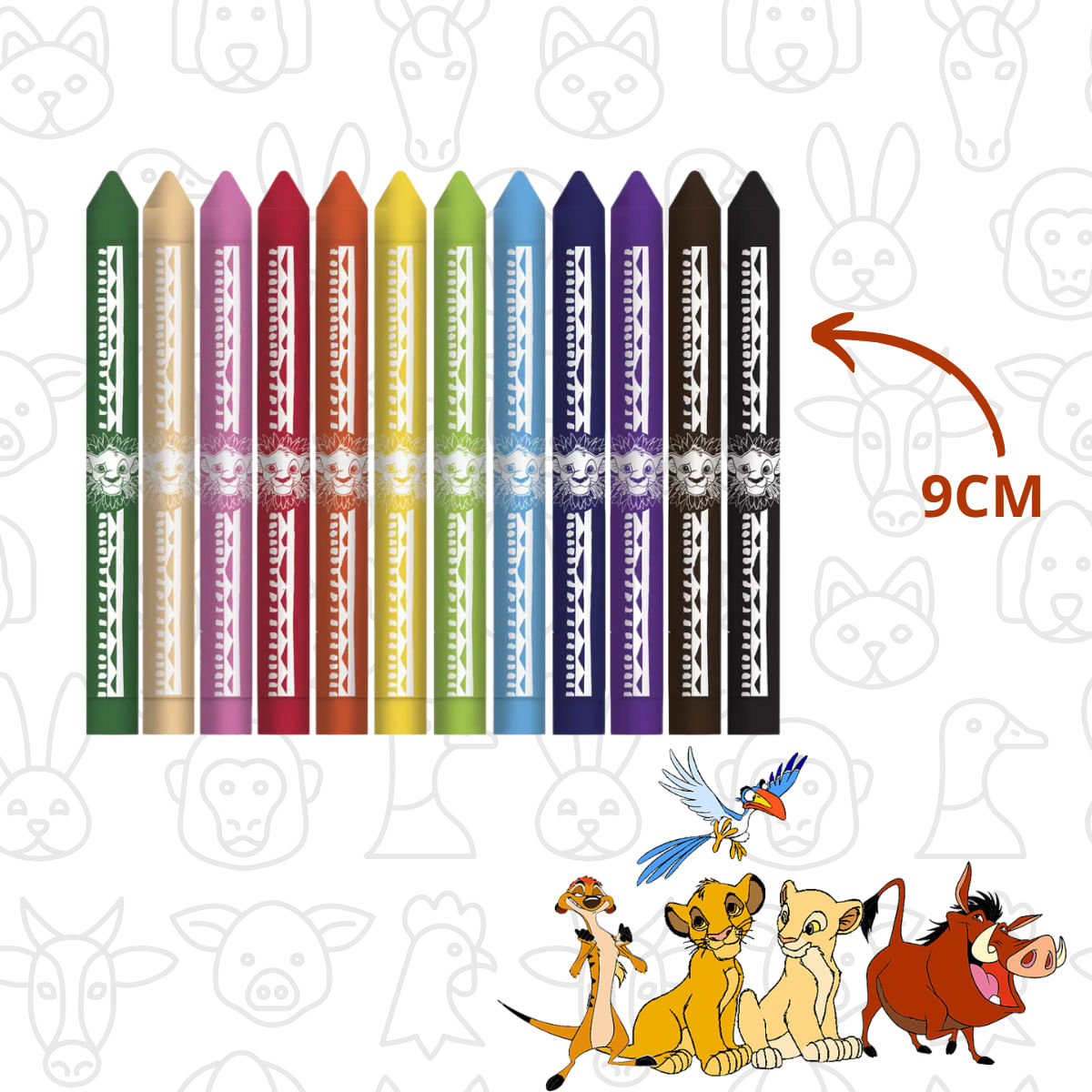 Encontraproduto.com.br - GIZ DE CERA INFANTIL REI LEAO CAIXA COM 12 CORES - LEO&LEO