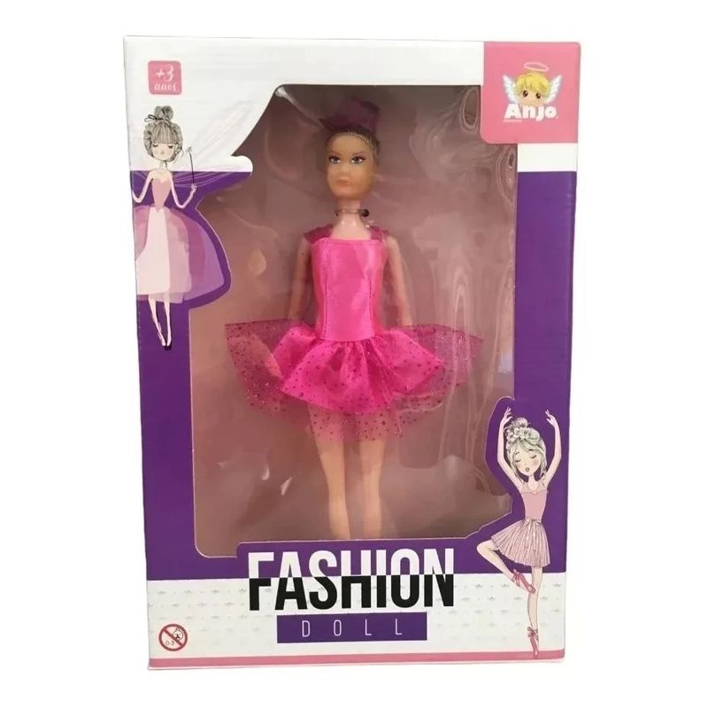 Boneca Bailarina Fashion Doll Vestido Roxo Anjo PBKIDS Brinquedos