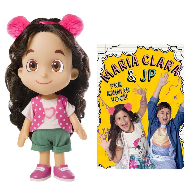 Kit-Boneca-Articulada---27-Cm---Maria-Clara---Novabrink-e-Livro-Infantil---Maria-Clara-e-Jp---Para-Animar-Voce---Catavento
