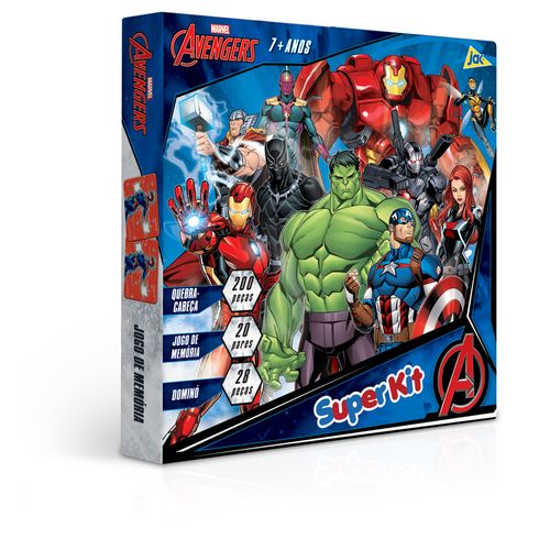 Conjunto De Jogos - Quebra - Cabeça, Jogo da Memória e Dominó - Disney - Marvel - Avengers - Toyster
