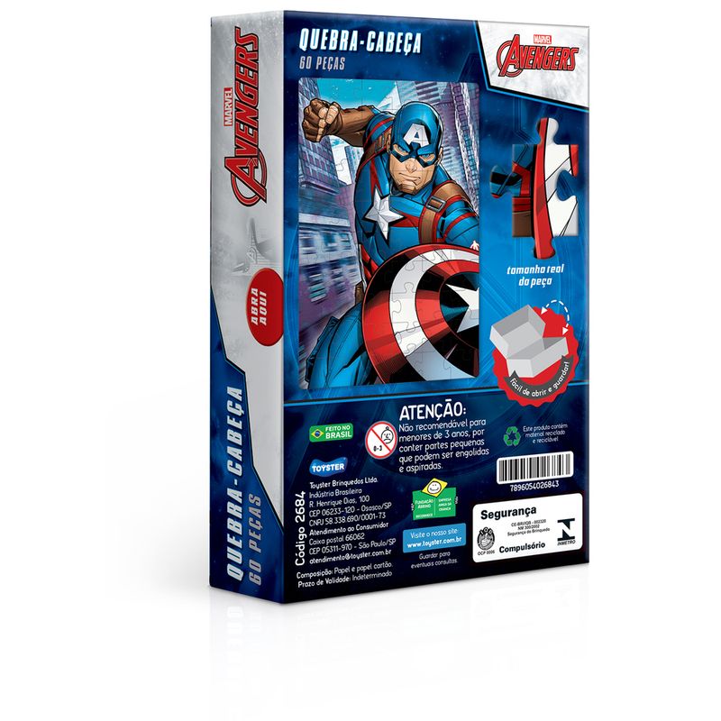 Quebra-Cabeca---60-pecas---Disney---Marvel---Os-Vingadores---Capitao-America---Toyster-2