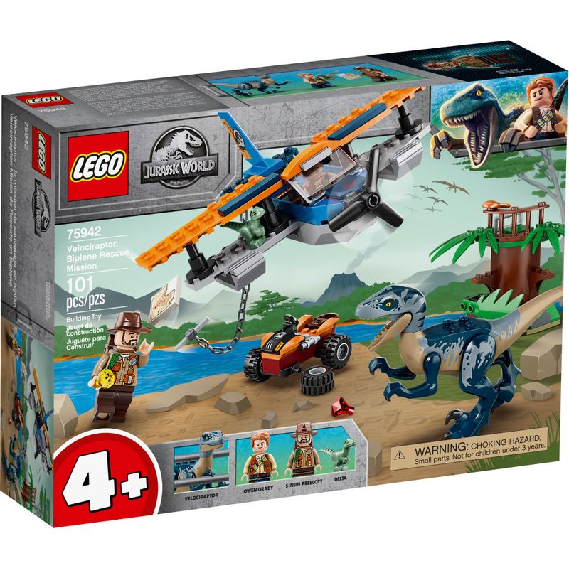 LEGO-Jurassic-World---Velociraptor---Missao-de-Resgate-com-Biplano---75942--0