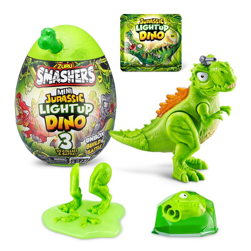 Mini-Figuras---Dinossauros---Smashers-Light-Verde---Serie-1---Medio---Fun-0