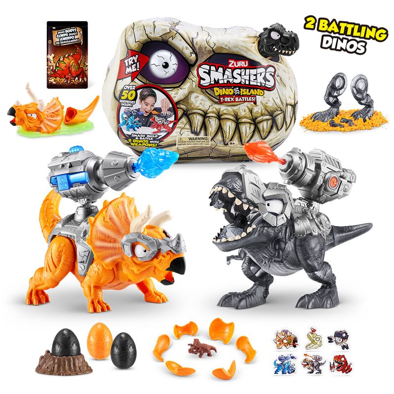 Mini-Figura---Smashers---Dino-Island---T-Rex-Battles---Sortido---Fun--1