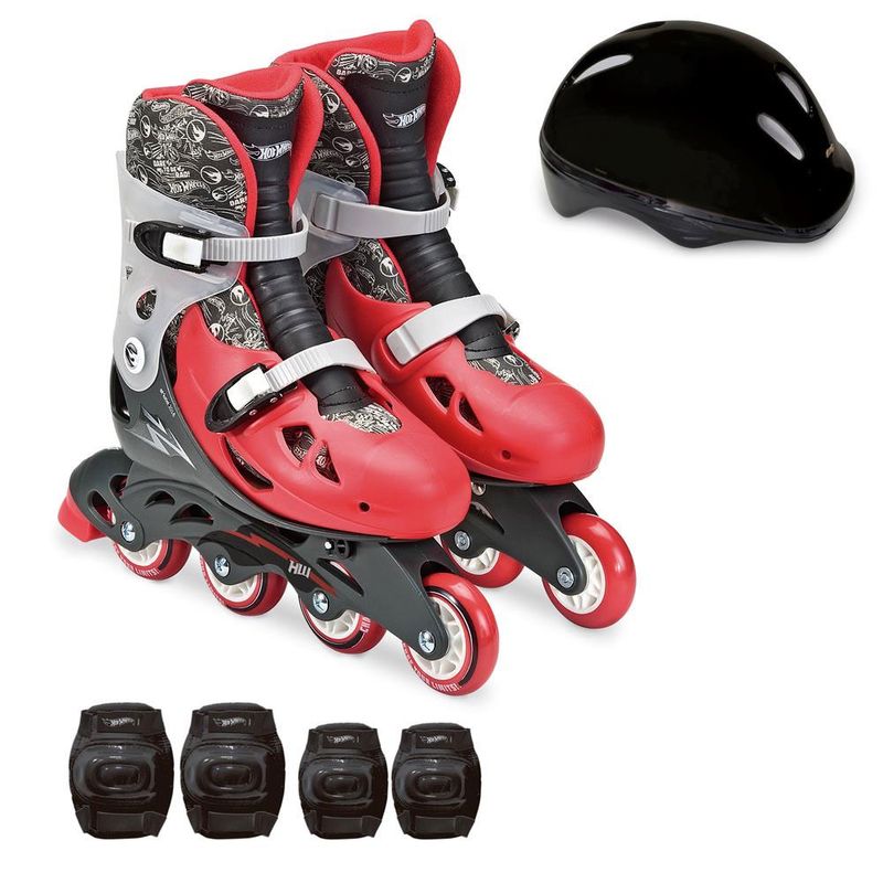 Patins-Ajustaveis-com-Acessorios---Hot-Wheels---Vermelho---37-a-40---Fun_Frente