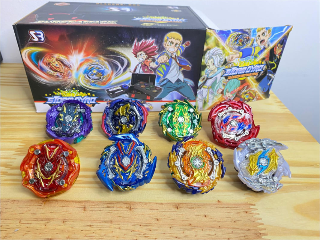 Beyblade Combo Maleta 8 Beys + Arena Rd Azul - PBKIDS Brinquedos