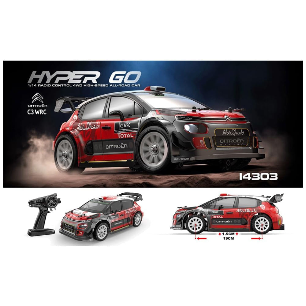 Carro de Drift Escala 1:14 Controle Remoto 2.4G, Atinge 42 km/h