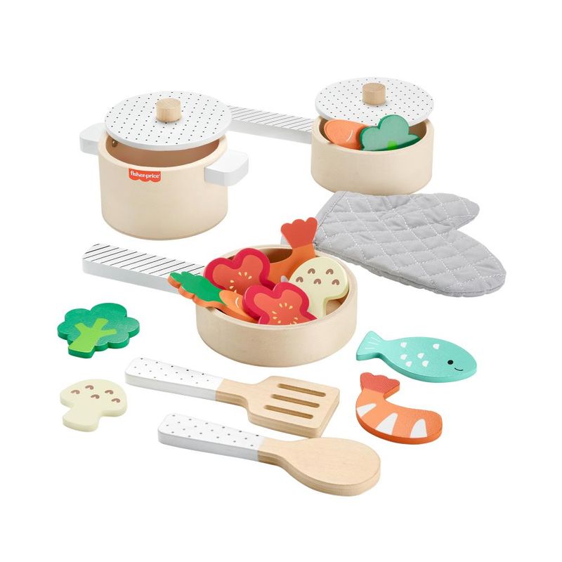 Brinquedo-Primeira-Infancia---Conjunto-de-Panelas-e-Frigideiras-de-Madeira---Fisher-Price-0