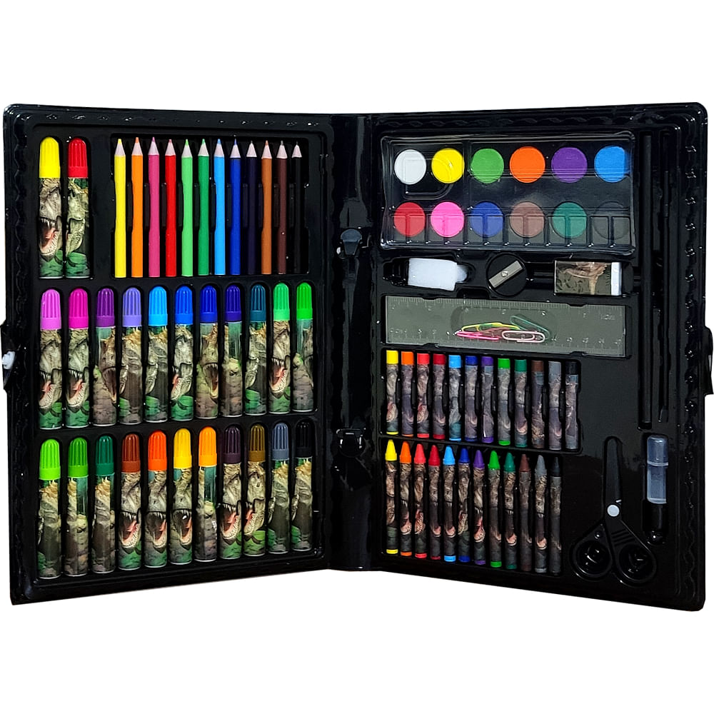 Estojo Maleta para Colorir de Dinossauro com Desenhos Lápis